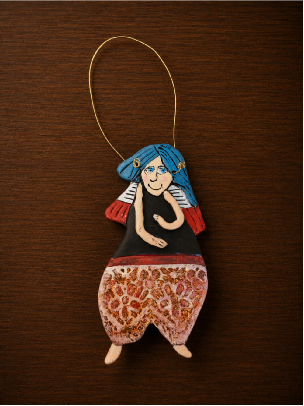 Unbranded Ceramic Ornament One Size Blue Black Holiday Decor